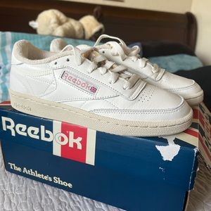 Reebok White and Pink Club C 85 Shoes